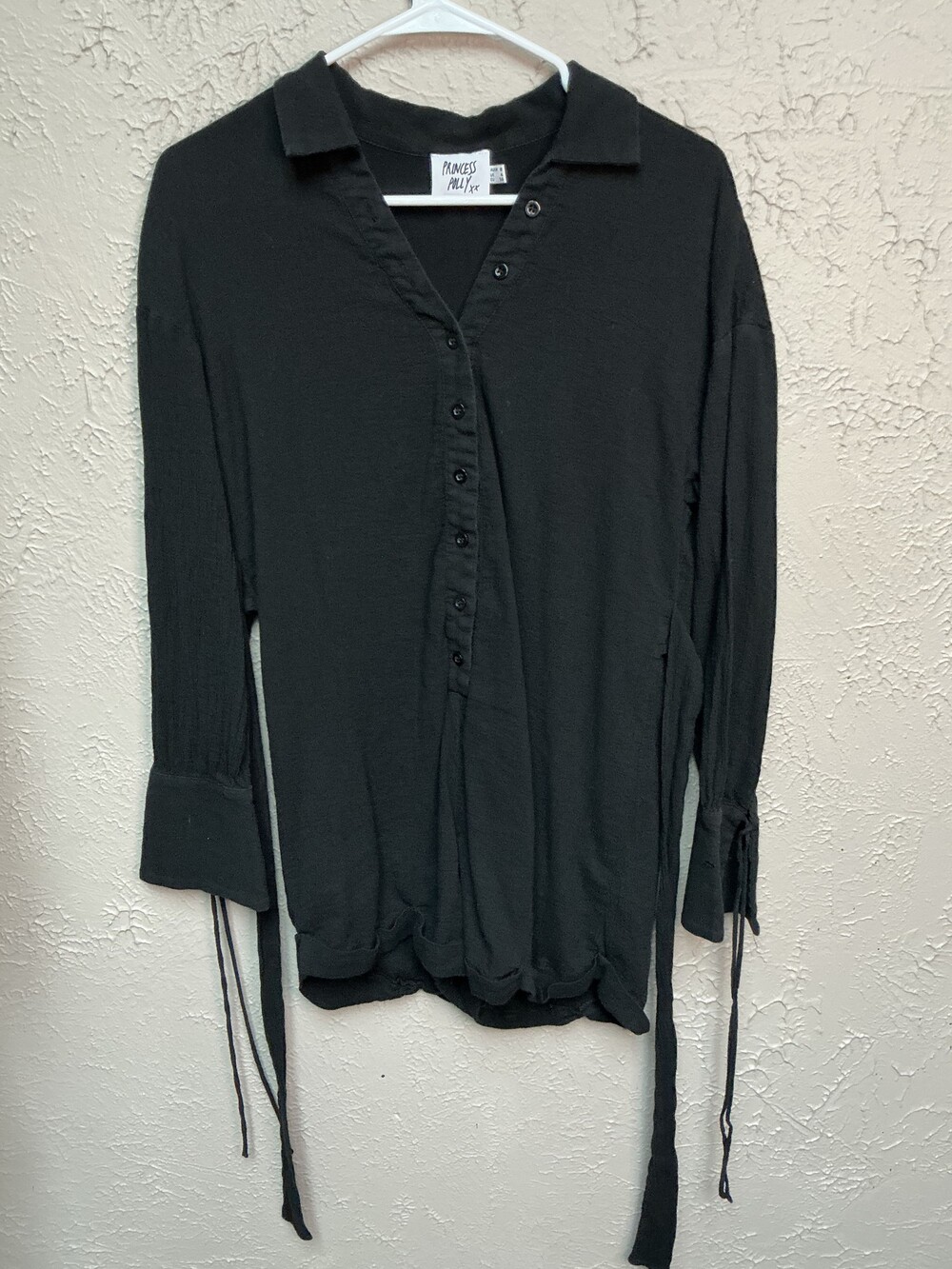 Princess Polly Black Cotton Button Up Jumper US 4 Long Sleeve